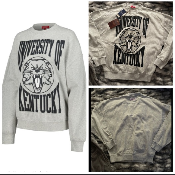 Mitchell & Ness Sweaters - Women's Mitchell & Ness Heather Gray Kentucky Wildcats Logo Pullover Sweatshirt